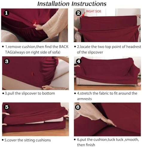 Turquoize 2 Piece Chair Covers Chair Slipcovers for Living Room Small Armchair Chair Cover with Arms Washable Furniture Cover for Chairs Feature Thick Jacquard Fabric (Small Armchair, Burgundy)