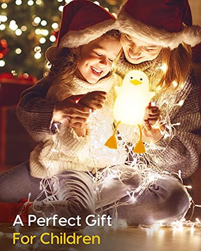 Amaredom Cute Duck Night Light, Squishy Duck Lamp, Silicone Dimmable Nursery Nightlight, Rechargeable LED Bedside Lamp with 20 Minutes Timer & Tap Control for Kids Baby Toddler Decor Bedrooms