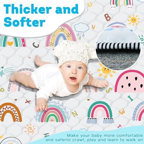 Baby Play Mat, Thick & Soft 71" X 59" Playpen mat (Rainbow)