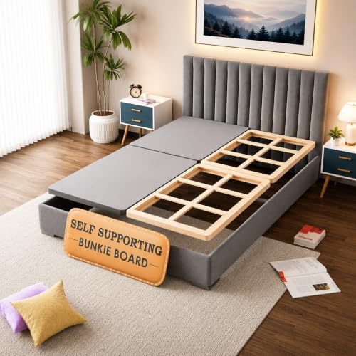 Premium 38mm Split Wood Bunkie Board for King Size Bed - 4-Piece Under Mattress Support Board, Fully Assembled, Fabric Ventilation Cover - Replaces Wooden Slats or Box Spring for Bed Frames