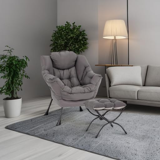 LITA Lazy Chair with Ottoman, Comfy Accent Reading Chair