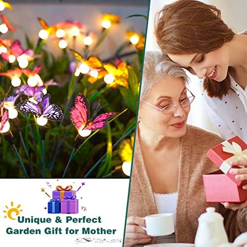 TONULAX Solar Garden Lights - 8 Pack Swaying Butterfly Light, Swaying in The Wind, Solar Outdoor Lights, Yard Patio Pathway Decoration, High Flexibility Iron Wire & Realistic Butterflies