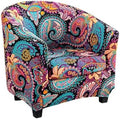 NILUOH Club Chair Slipcover 2 Piece Stretch Barrel Chair Covers Printed Tub Chair Slipcovers Soft Accent Armchair Sofa Protector for Living Room（Flowers 10）