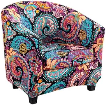 NILUOH Club Chair Slipcover 2 Piece Stretch Barrel Chair Covers Printed Tub Chair Slipcovers Soft Accent Armchair Sofa Protector for Living Room（Flowers 10）
