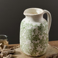 Ceramic Vintage Vase Flower Decorative Vase Chinoiserie Decor Rustic Farmhouse Retro Floral Vases for Table Bookshelf Mantel Kitchen Living Room Office - 9.5" Green