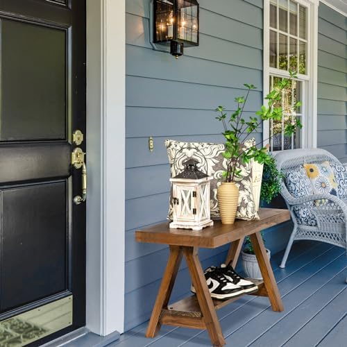 Wnutrees 30" Farmhouse Solid Wood Bench, Rustic Indoor Storage Bench