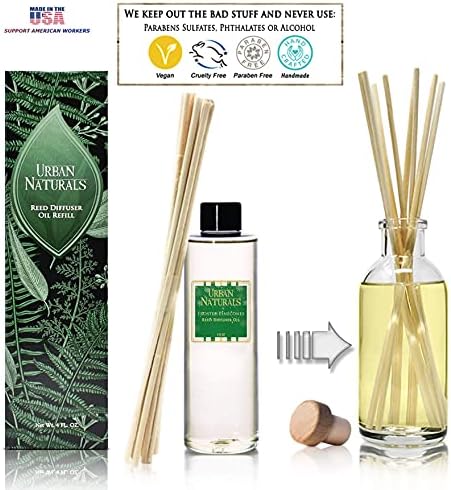 Urban Naturals Frosted Pinecones Holiday Oil Reed Diffuser Refill with Free Set of Reed Sticks – Pine, Cinnamon, Clove, Cedar Wood, Sandalwood and Vanilla Bean – Vegan, 4 oz, Made in the USA