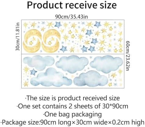 Cloud Moon and Star Wall Decals for Nursery Bedroom Playroom