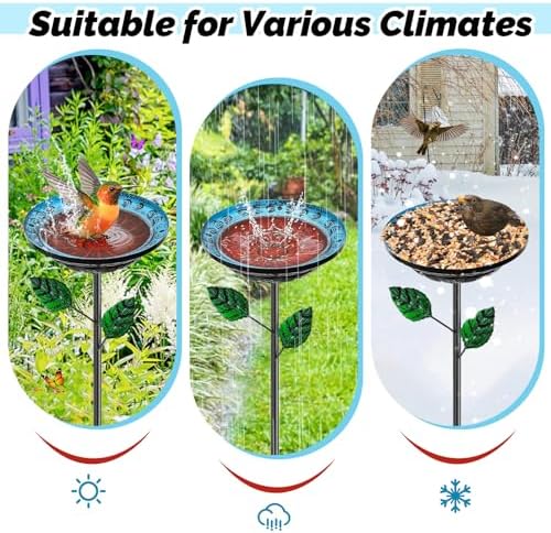 4 Pack Bird Bath for Outside, Garden Birdbath & Feeder Bowl with Stakes
