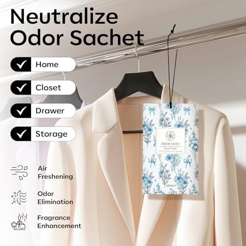 MYARO 20 Pack Linen Scented Sachets, Closet Deodorizer Car Air Freshener