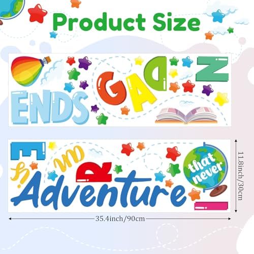 Cinrobiye Inspirational Quotes Wall Decals, Reading Corner Wall Decor, Reading is an Adventure that Never Ends Wall Stickers, Classroom Library Decorations for Preschool, Elementary School, Daycare
