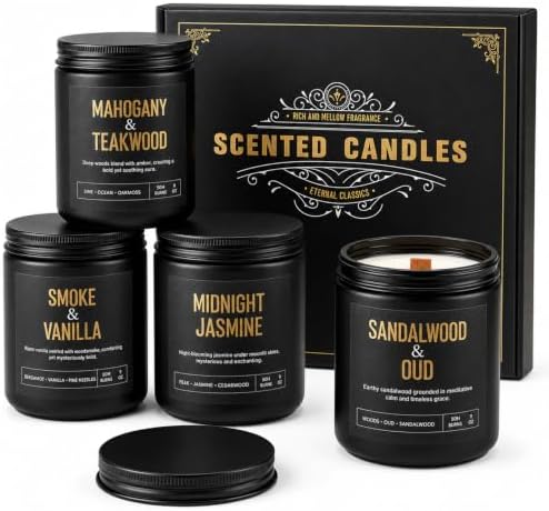 Yinuo Candle Gift Candles for Men, 4-Pack 36 oz Scented Candles
