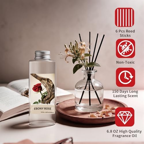 STRN Reed Diffuser Oil Refill, Ebony Rose Scented Diffuser 6.8 Fl Oz