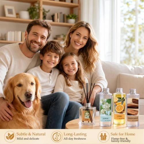 Reed Diffuser Oil Refill Set,3x6.76 Oz Citrus Sandalwood Jasmine Scent Oil