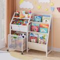 LATIBELL Kids Bookshelf Toy Storage Organizer & 2 Bins，3 Tier White