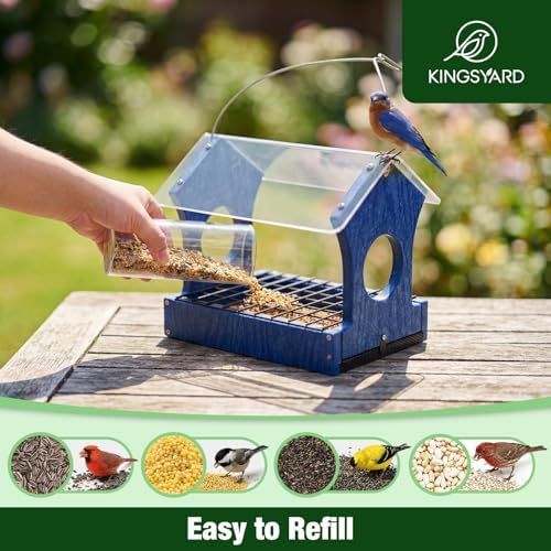 Kingsyard Rain-Resistant Platform Bird Feeder for Outdoor Hanging