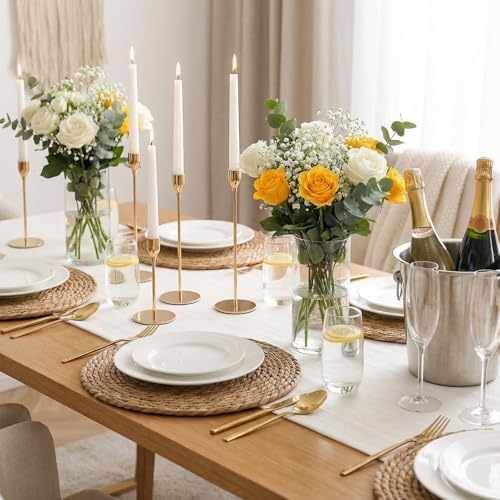 Round Woven Placemats 8PCS 13.5in Rattan Chargers Wicker Place mats