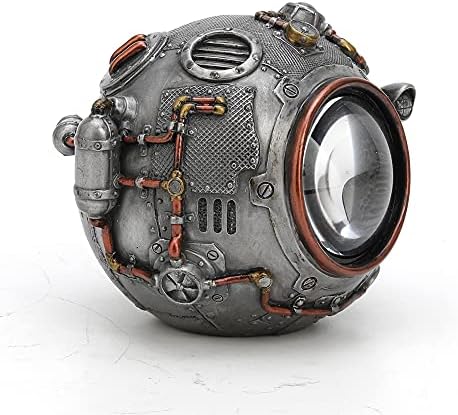 Veronese Design 3 3/8 Inch Tall Steampunk Orb from Outer Space Alien Collectible Cold Cast Pewter Finish Resin Sculpture