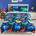 Joiedomi Kids Comforter Set Bedding Set for Boys Girls Super Soft Microfiber Bed in a Bag with Comforter Sheets Pillowcase Sham, Dark Blue Dinosaur, Twin