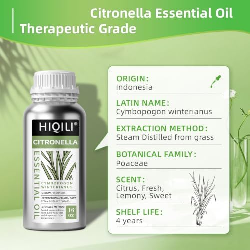 HIQILI Citronella Oil for Diffusers & Homemade Sprays