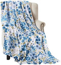 Soft Fleece Throw Blanket, Bohemian Boho Elegant Floral Blue Green, 50x70