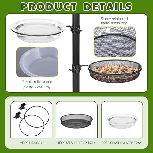 LemonRoad 2 Pack Mesh and Plastic Tray Seed Trays for 1" Bird Feeder Poles