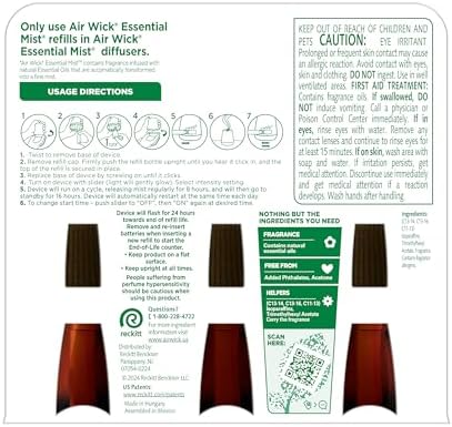 Air Wick Essential Mist Refill Multipack - Watermelon & Berries, Sea Spray & Breeze, Honeysuckle & Raspberry (Pack of 6)