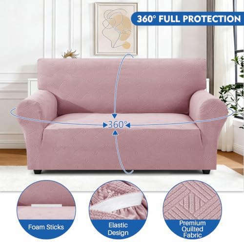 XINEAGE Loveseat Slipcover Pet Friendly, Stretch Couch Cover,Pink