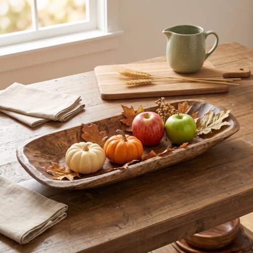 Simply Said, INC Lifestyle Collection Rustic Wooden Dough Bowl, Hand Carved Decorative Wood Bowl, Farmhouse Centerpiece Decor for or Table, Mantel, Coffee Table and Shelf Display, Made in USA