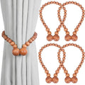 KLOGTSIND Magnetic Curtain Tiebacks, 4 Pack Wood Bead Curtain Holdbacks