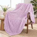 Exclusivo Mezcla Large 3D Fleece Throw Blanket for Couch, Lilac Purple