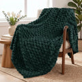 Exclusivo Mezcla Large 3D Fleece Throw Blanket for Couch, Forest Green