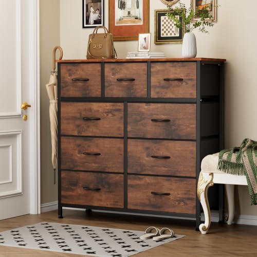 OLIXIS 9 Drawer Fabric Dresser for Bedroom, Chest of Drawers Organizer