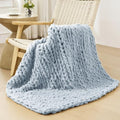 Bigacogo Chunky Knit Throw Blanket for Couch, 40x40 inches, Fog Blue