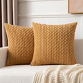 Kevin Textile Soft Corduroy 16x16 Inch Pillow Covers 2 Pack, Gold