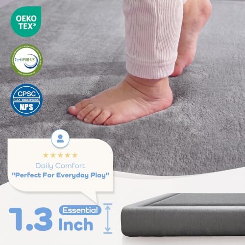 1.3" Thick Baby Play Mat for Floor,59x79 Large Memory Foam Tummy Time Mat