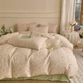 Floral Duvet Cover King Set 100% Cotton Double Gauze King Comforter Cover Soft Boho Cutecore Zipper Duvet Cover Set with Ties Aesthetic Girl Bedding Set Muslin Duvet Protector