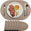 Faux Leather Oval Placemats Set of 6, Apricot