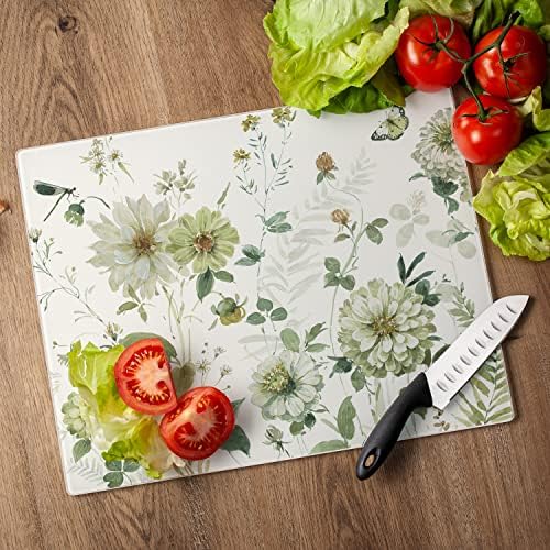 CounterArt Green Fields Tempered Glass Cutting Board 15" x 12"