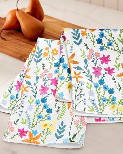 Miss Adola Cute Kitchen Towels Set of 2, 18 x 26 Inch, Little Flower