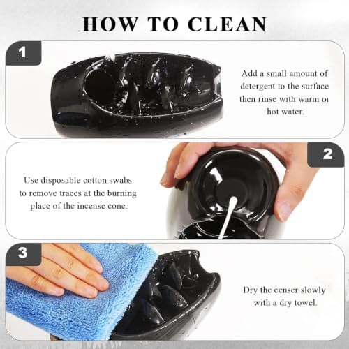 SPACEKEEPER Ceramic Backflow Incense Holder Waterfall Incense Burner, Black