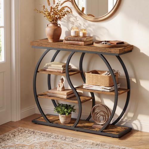 VASAGLE 39.4 Inchs Entryway Table, 5-Tier Console Table, Narrow Sofa Table