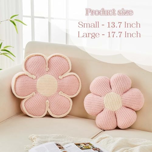 Kcvvcr Flower Pillow, Soft Flower Decorative Throw Pillow, Cute Daisy Flower Shaped Seating Floor Cushion Room Décor Plush Pillows for Sofa Couch Bed (13.7 Inch, Light Pink)