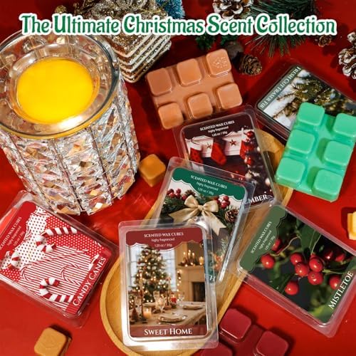 STRN Christmas Wax Melts, Fall Winter Scented Soy Wax Cubes, 6 Scents
