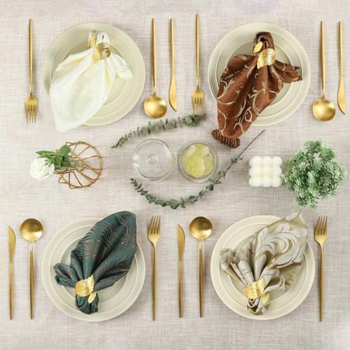 Gold Napkin Rings Set of 24, Solid Metal Laurel Leaf Table Decor