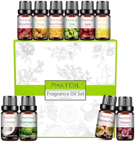 PHATOIL Fragrance Oil Set 10 Oils for Home Diffuser, Aromatherapy 0.34fl.oz