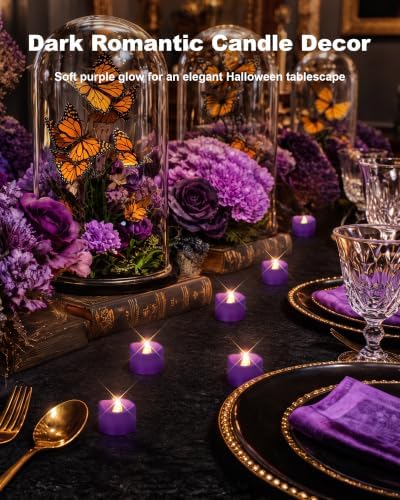 Homemory 24-Pack Purple Flameless Battery Tea Light Candles, 200+ Hours
