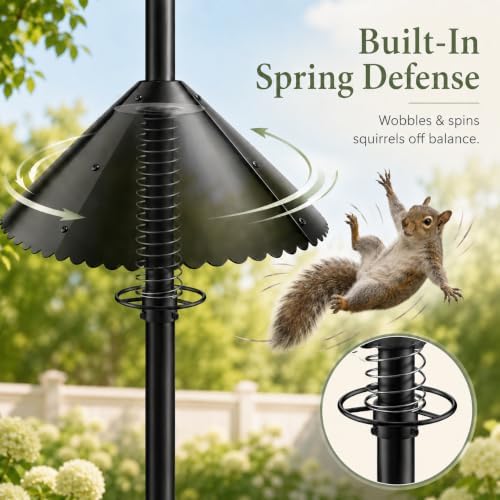18'' Metal Squirrel Baffle for Round Bird Feeder Pole with Spring
