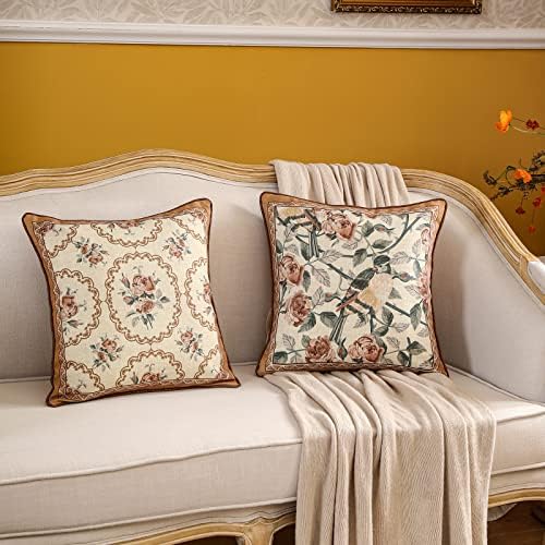 patdrea Designer Vintage Square Throw Pillow Cover,18"x18",Set of 2