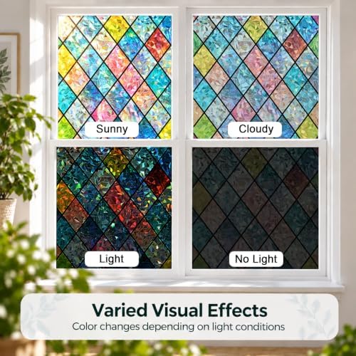Stained Glass Window Privacy Film, Static Cling, 17.5" x 78.7"